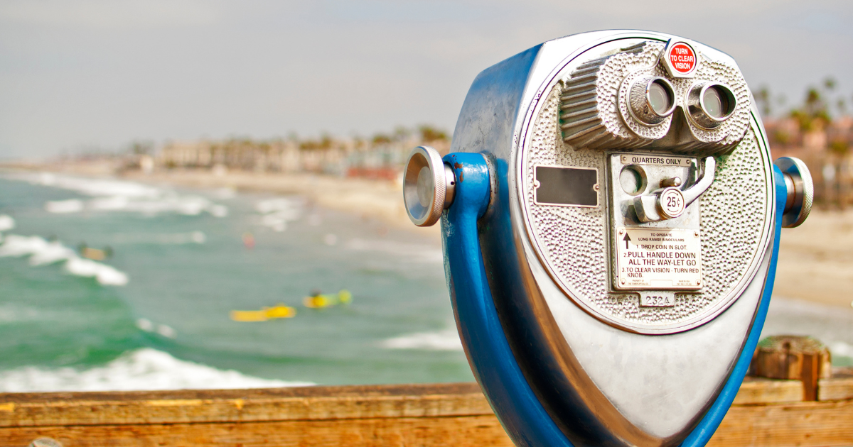 Viewfinder looking out over a beach to illustrate Career Coaching: Bridging Where You are with Where You Want to Go!