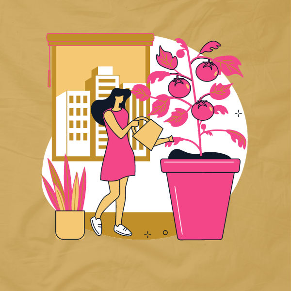 An illustration of a person watering plants that are growing to show the importance of growing The Power of Cognitive Flexibility: A Key to Success in the Modern Workplace